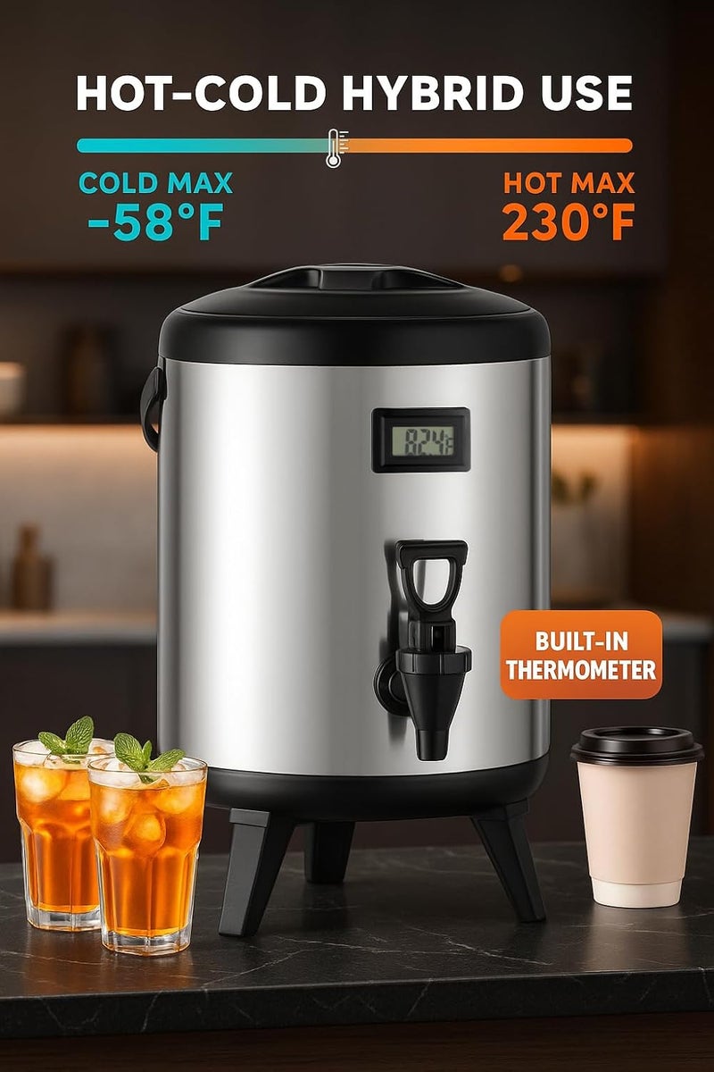 THXSUN Insulated Beverage Dispenser with Spigot,2.2 Gallon/8L Coffee and Drink Server,Non-electric Thermal Hot and Cold Beverage Dispenser for Juice Chocolate Tea Milk - Image 3